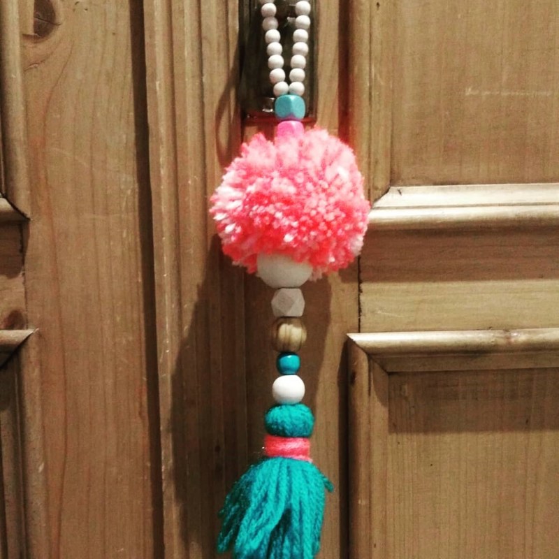 grigri avec pompons pour sac ou porte&nbsp;#13